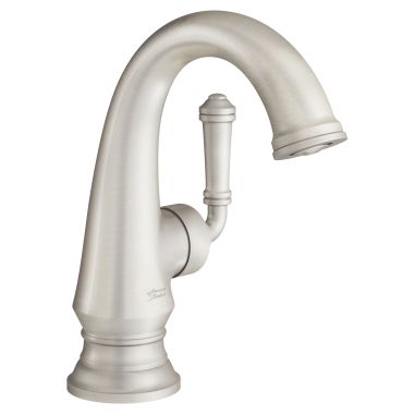Click here to see American Standard 7052121.295 American Standard Delancey Single Lever Handle Brushed Nickel Bathroom Faucet with Push Pop-Up Drain and Hoses, 1.2 GPM, Single-Hole - 7052121.295