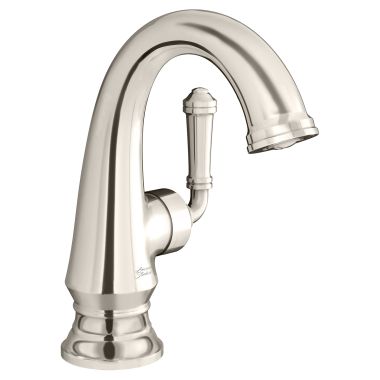 Click here to see American Standard 7052121.013 American Standard Delancey Single-Handle Polished Nickel Bathroom Faucet with Brass Pop-Up Drain, Side Lever Handle, 1.2 GPM - 7052121.013
