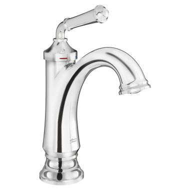 Click here to see American Standard 7052114.002 American Standard Delancey Single-Handle Polished Chrome Bathroom Faucet with Red/Blue Temperature Indicator, Less Drain, 1.2 GPM - 7052114.002
