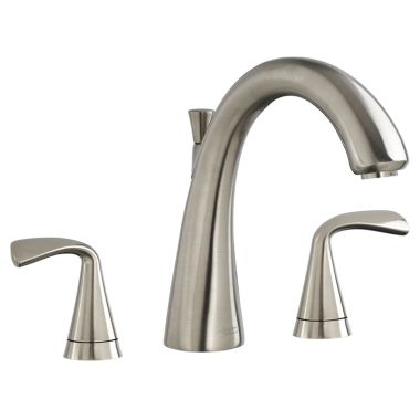 Click here to see American Standard T186900.295 American Standard Fluent Two-Handle Brushed Nickel Roman Tub Faucet Trim with Diverter, Metal Lever Handles, ADA, WaterSense, Brass - T186900.295