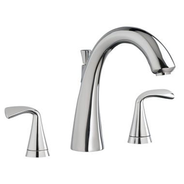 Click here to see American Standard T186900.002 American Standard Fluent Two-Handle Polished Chrome Roman Tub Faucet Trim with Diverter, Metal Lever Handles, ADA, WaterSense, Brass - T186900.002