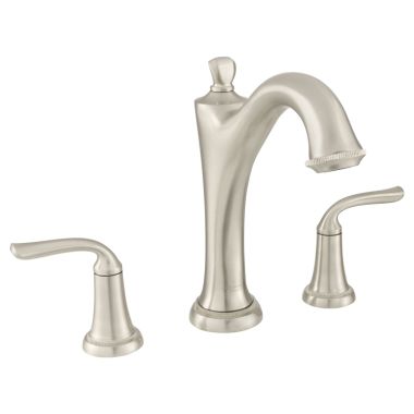 Click here to see American Standard T106900.295 American Standard Patience Two-Handle Brushed Nickel Deck Mounted Roman Tub with Built-in Diverter, ADA, Metal Lever Handles - T106900.295