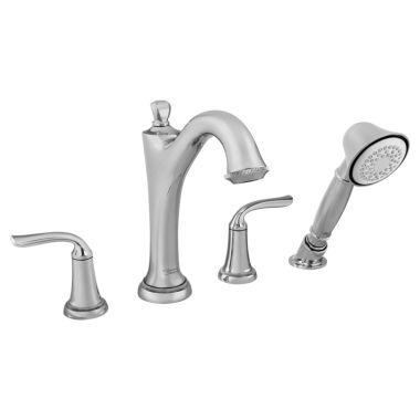 Click here to see American Standard T106901.002 American Standard Patience Polished ChromeRoman Tub Filler with Built-In Diverter with Hand Shower, Metal Lever Handles, ADA Compliant - T106901.002