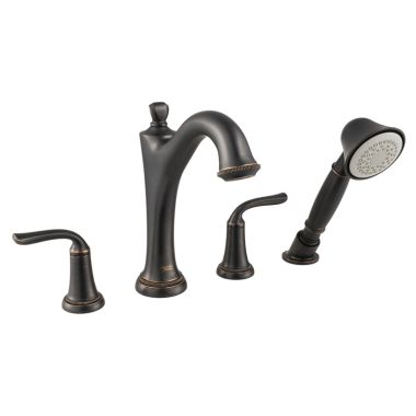 Click here to see American Standard T106901.278 American Standard Patience Roman Tub Filler with Built-In Diverter with Hand Shower, Legacy Bronze - T106901.278