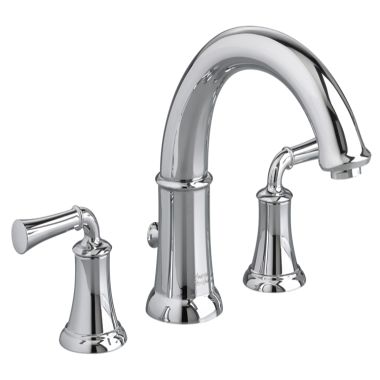 Click here to see American Standard T420900.002 American Standard Portsmouth 7in Two-Handle Deck-Mount Polished Chrome Roman Tub Filler Trim, Lever Handles, Less Personal Shower, ADA-Compliant - T420900.002