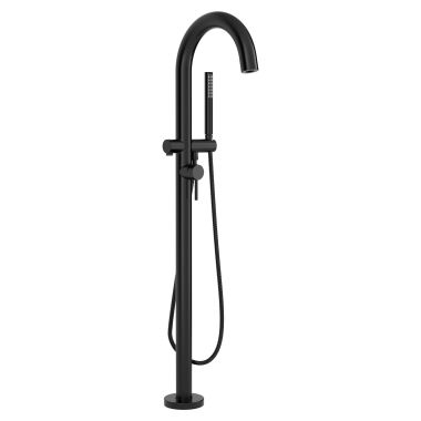 Click here to see American Standard T064951.243 American Standard Round Freestanding Tub Filler with Single-Function Personal Shower, 1.8 GPM, Water Efficient, Matte Black - T064951.243