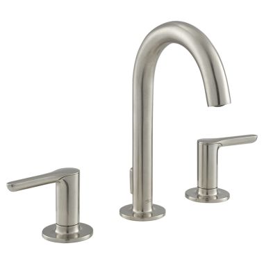 Click here to see American Standard 7105801.295 American Standard Studio S 8” Widespread Two Handle Bathroom Faucet, Lever Handle, 1.2 GPM, Brushed Nickel - 7105801.295