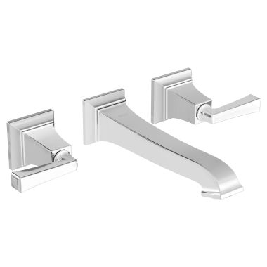Click here to see American Standard 7455451.002 American Standard Town Sqaure S Two-Handle Wall-Mount Chrome Lavatory Faucet, Lever Handles, 1.2 GPM, WaterSense - 7455451.002