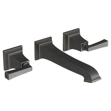 Click here to see American Standard 7455451.278 American Standard Town Sqaure S Two Handle Wall-Mount Legacy Bronze Lavatory Faucet, Lever Handles, 1.2 GPM, WaterSense - 7455451.278