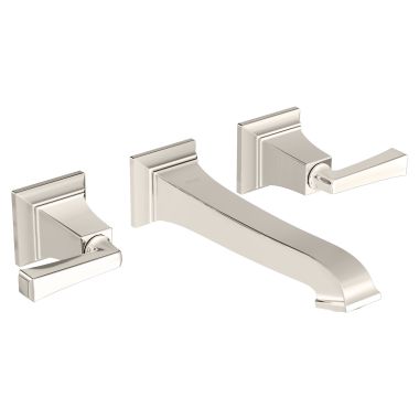 Click here to see American Standard 7455451.013 American Standard Town Sqaure S Two-Handle Wall-Mount Polished Nickel Lavatory Faucet, Metal Lever Handles, 1.2 GPM, WaterSense - 7455451.013