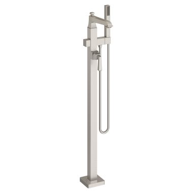 Click here to see American Standard T455951.295 American Standard Town Square S Brushed Nickel Free Standing Tub Filler with Personal Shower, Lever Handle, 1.8 GPM, Brass, Water Efficient - T455951.295