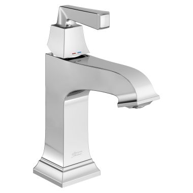 Click here to see American Standard 7455117.002 American Standard Town Square S Single-Hole One-Handle Polished Chrome Bathroom Faucet with Red/Blue Temperature Indicator, ADA, 1.2 GPM - 7455117.002