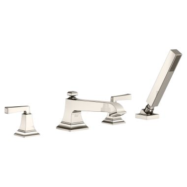 Click here to see American Standard T455901.013 American Standard Town Square S Roman Tub Faucet Trim with Lever Handles and Personal Shower for Flash Rough-in Valve, Polished Nickel - T455901.013