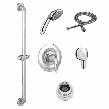 Click here to see American Standard TU662SG211.002 American Standard Commercial Shower System Trim Kit w/ 3-Function Hand Shower, 36in Slide Bar, Polished Chrome - TU662SG211.002