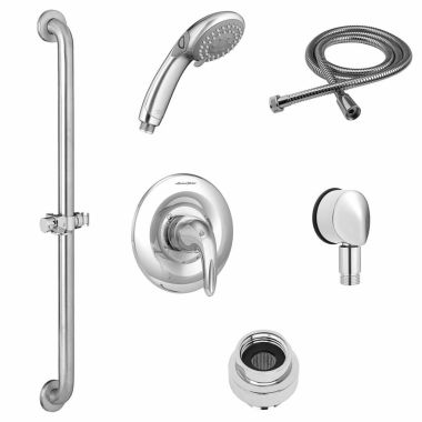 Click here to see American Standard TU662SG221.002 American Standard Polished Chrome Commercial Shower System Trim Kit with 3-Function Hand Shower, 36in Slide Bar - TU662SG221.002