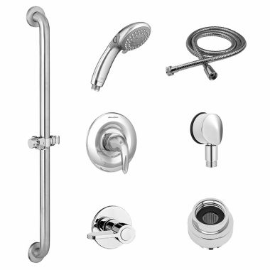 Click here to see American Standard TU662SG223.002 American Standard Polished Chrome Commercial Shower System Trim Kit with Easy Clean Showerhead, 3-Function Hand Shower, 2.5 GPM - TU662SG223.002