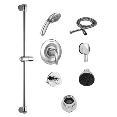 Click here to see American Standard TU662223.002 American Standard Commercial Shower System Trim Kit w/ 3-Function Hand Shower, Easy Clean Showerhead, 2.5 GPM, Polished Chrome - TU662223.002
