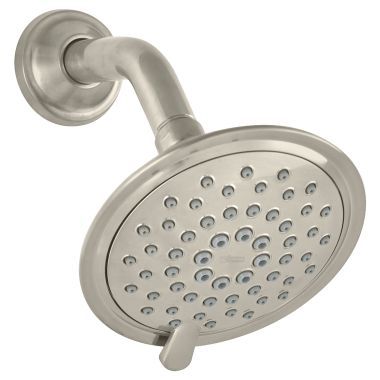 Click here to see American Standard 1660739.295 American Standard Patience 5in Three-Spray Function Fixed Showerhead with Easy Clean Spray Nozzles, 2.5 GPM, Brushed Nickel - 1660739.295