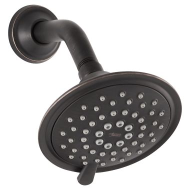 Click here to see American Standard 1660739.278 American Standard Patience 5in Three-Spray Function Fixed Showerhead with Easy Clean Spray Nozzles, 2.5 GPM, Legacy Bronze - 1660739.278