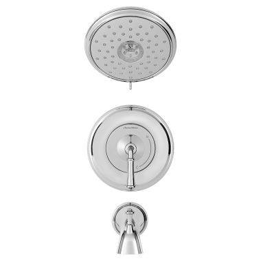 Click here to see American Standard TU052502.295 Berwick Brushed Nickel Tub and Shower Trim Kit with Rain Showerhead, Double Ceramic Pressure Balance Cartridge, Single Lever Handle, 2.5GPM - TU052502.295