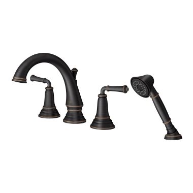 Click here to see American Standard T052901.278 American Standard Delancey Roman Tub Filler with Personal Shower, Lever Handles, 2.5 GPM, Legacy Bronze - T052901.278
