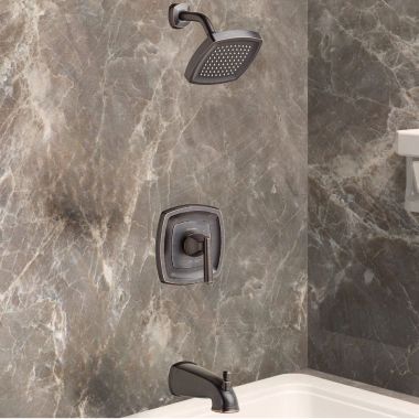 Click here to see American Standard TU018502.278 American Standard Edgemere Legacy Bronze Tub and Shower Trim Kit With Showerhead, Double Ceramic Pressure Balance Cartridge, Single Lever Handle, 2.5 GPM - TU018502.278