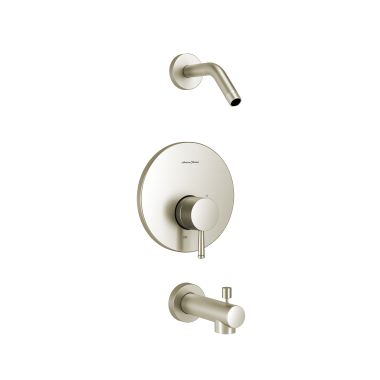 Click here to see American Standard TU064502WDXH.295 American Standard Serin Brushed Nickel Tub and Shower Trim Kit, Double Ceramic Pressure Balance Cartridge, Less Showerhead, Less Valve Body - TU064502WDXH.295