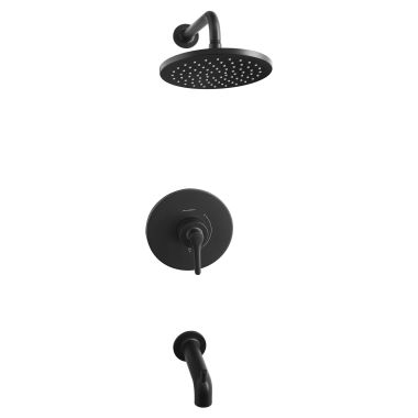 Click here to see American Standard TU105502.243 American Standard Studio S Matte Black 2.5GPM Tub and Shower Trim Kit with Rain Showerhead, Single Metal Lever Handle, Less Valve Body - TU105502.243