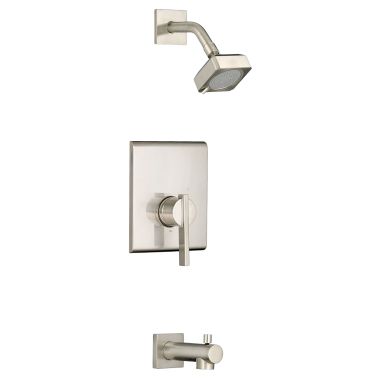 Click here to see American Standard TU184508.295 American Standard Times Square Brushed Nickel 2-in-1 Function Pressure Balance Shower Only Trim, 1.75 GPM, Square, Double Ceramic Cartridge, Lever Handle - TU184508.295