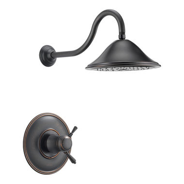 Click here to see Brizo T60210-RB Brizo Traditional TempAssure Two-Handle Shower Faucet with Single-Function Rain Showerhead, 1.75 GPM, Lever Handles, Venetian Bronze - T60210-RB
