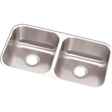 Click here to see Elkay DCFU3118 Elkay Dayton Equal Double Bowl Undermount Sink, Stainless Steel, Center Drain, Soft Satin - DCFU3118