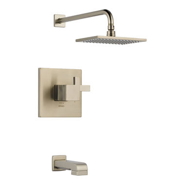 Click here to see Brizo T60480-BN Brizo Siderna TempAssure Thermostatic Tub/Shower Faucet with Rain Showerhead, 1.75 GPM, Two-Handle, Lever Handles, Brilliance Brushed Nickel - T60480-BN