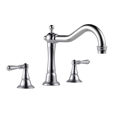 Click here to see Brizo T67336-PC Brizo Tresa Two-Handle Deck-Mount Roman Tub Faucet Trim, Lever Handles, ADA, Hook Spout, 3-Hole, Polished Chrome - T67336-PC