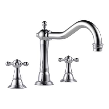 Click here to see Brizo T67338-PC Brizo Tresa Two-Handle Deck-Mount Roman Tub Faucet Trim, Cross Handles, Hook Spout, 3-Hole, Polished Chrome - T67338-PC