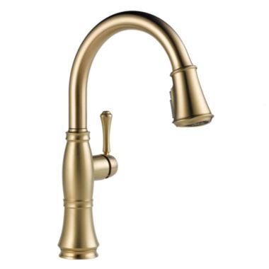 Click here to see Delta 9197-CZ-PR-DST Delta Cassidy Single-Handle Pull-Down Lumicoat Champagne Bronze Kitchen Faucet, 1.8 GPM, Lever Handle, Diamond Seal Technology, Touch-Clean - 9197-CZ-PR-DST