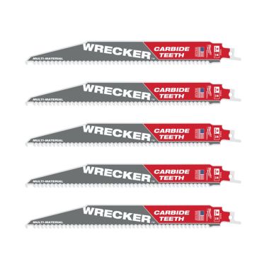Click here to see Milwaukee 48-00-5542 Milwaukee 9in THE WRECKER with Carbide Teeth SAWZALL Blade with 6 TPI, 5 PK - 48-00-5542 