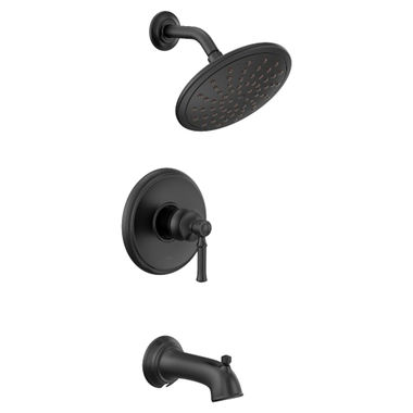 Click here to see Moen T2283EPBL Moen Dartmoor Posi-Temp Tub/Shower Faucet with 1.75 Rainshower, 1-Function, Single lever Handle, M-PACT, Matte Black - T2283EPBL