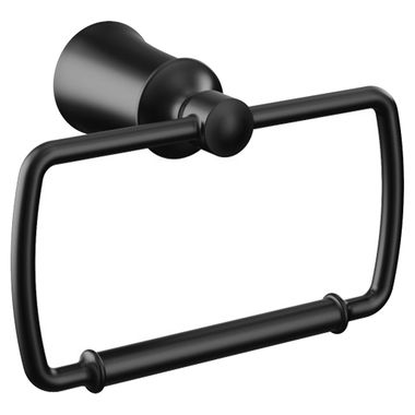 Click here to see Moen YB2186BL Moen Dartmoor Wall Mounted Hand Towel Ring, Zinc Construction, Matte Black - YB2186BL