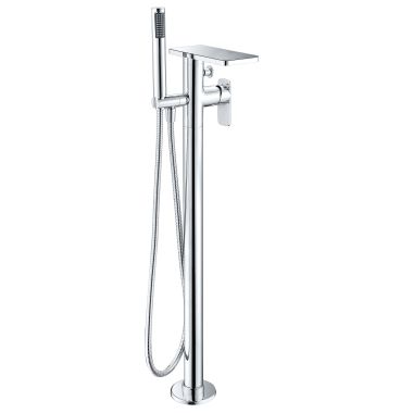 Click here to see Alfi AB2875-PC ALFI Floor Mount Tub Filler, Polished Chrome, Single Handle, 6-3/8in Spout Reach, Floor-Mount, 2.9 GPM Flow Rate, Brass Construction - AB2875-PC