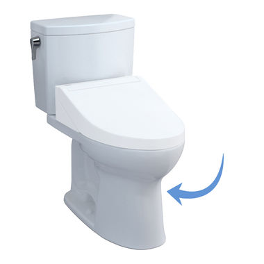 Click here to see Toto C454CUFGT40#01 TOTO C454CUFGT40#01 Drake II 1G and Drake II WASHLET+ Universal Height Elongated Bowl with CEFIONTECT, Cotton White