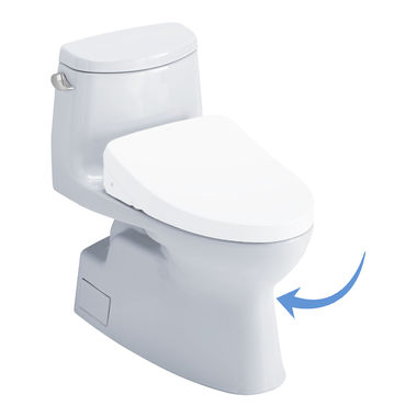 Click here to see Toto CST614CEFGAT40#01 TOTO Carlyle II One-Piece Elongated Toilet, 1.28 GPF, WASHLET+/Auto Flush Ready, Cotton White - CST614CEFGAT40#01