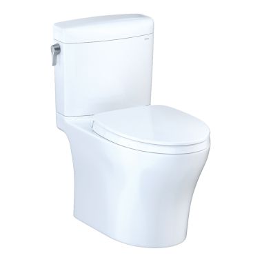 Click here to see Toto MS436124CUMFG#01 TOTO Aquia IV 1G Cube Two-Piece Universal Height Toilet, Elongated,1.0 and 0.8 GPF, CEFIONTECT, WASHLET+ Ready, Cotton White - MS436124CUMFG#01