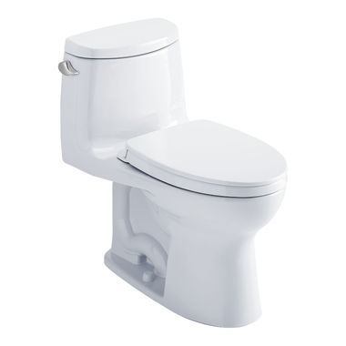 Click here to see Toto MS604124CEFG#01 TOTO UltraMax II One-Piece Toilet w/ Elongated Bowl, 1.28 GPF, WASHLET+ Connection, Cotton White, MS604124CEFG#01