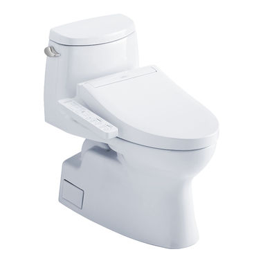 Click here to see Toto MW6143074CEFG#01 TOTO Carlyle II WASHLET+ One-Piece Toilet with C2 Bidet Seat, 1.28 GPF, Cotton White - MW6143074CEFG#01