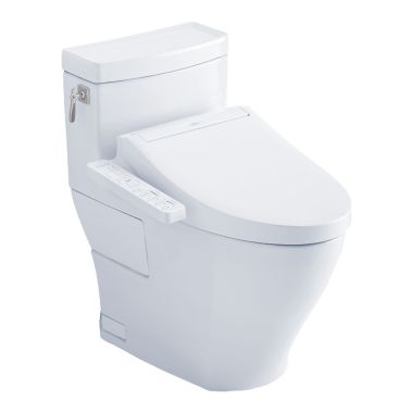 Click here to see Toto MW6263074CEFG#01 TOTO Aimes WASHLET+ One-Piece Toilet with C2 Bidet Seat, 1.28 GPF, Cotton White - MW6263074CEFG#01