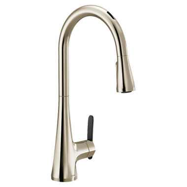 Click here to see Moen S7235EVNL Moen Sinema Smart Single Handle High Arc Pull-Down Kitchen Faucet, Polished Nickel - S7235EVNL
