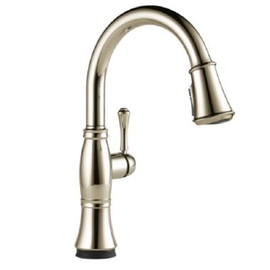 Click here to see Delta 9197T-PN-PR-DST Delta Cassidy Single-Handle Pull-Down Lumicoat Polished Nickel Kitchen Faucet, 1.8 GPM, Lever Handle, Diamond Seal Technology, Touch2O, ShieldSpray - 9197T-PN-PR-DST