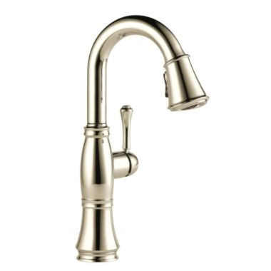 Click here to see Delta 9997-PN-PR-DST Delta Cassidy Single-Handle Pull-Down Lumicoat Polished Nickel Bar/Prep Faucet, 1.8 GPM, Lever Handle, Diamond Seal Technology, Touch-Clean, MagnaTite - 9997-PN-PR-DST