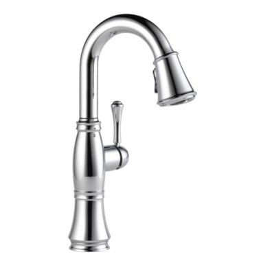 Click here to see Delta 9997-PR-DST Delta Cassidy Single-Handle Pull-Down Lumicoat Chrome Bar/Prep Faucet, 1.8 GPM, Lever Handle, Diamond Seal Technology, Touch-Clean, MagnaTite - 9997-PR-DST