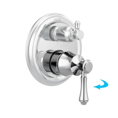 Click here to see Delta RP101637 Delta Cassidy Traditional Chrome Handle, Set Screw, and Button for T24897 and T24997 Two-Handle 14 Series Valve Trim - RP101637